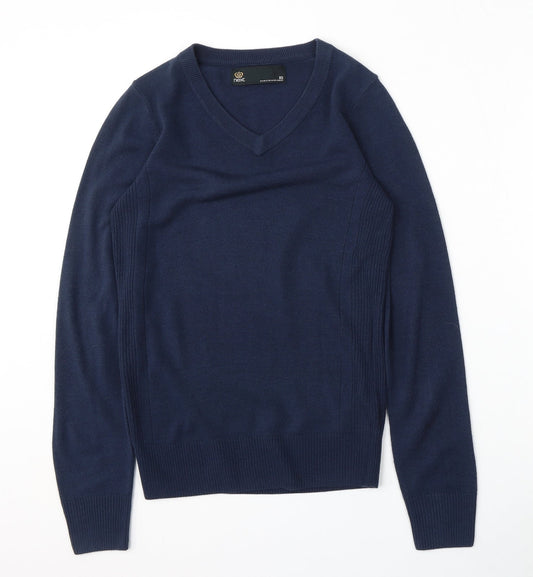 NEXT Womens Blue V-Neck  Acrylic Pullover Jumper Size XS