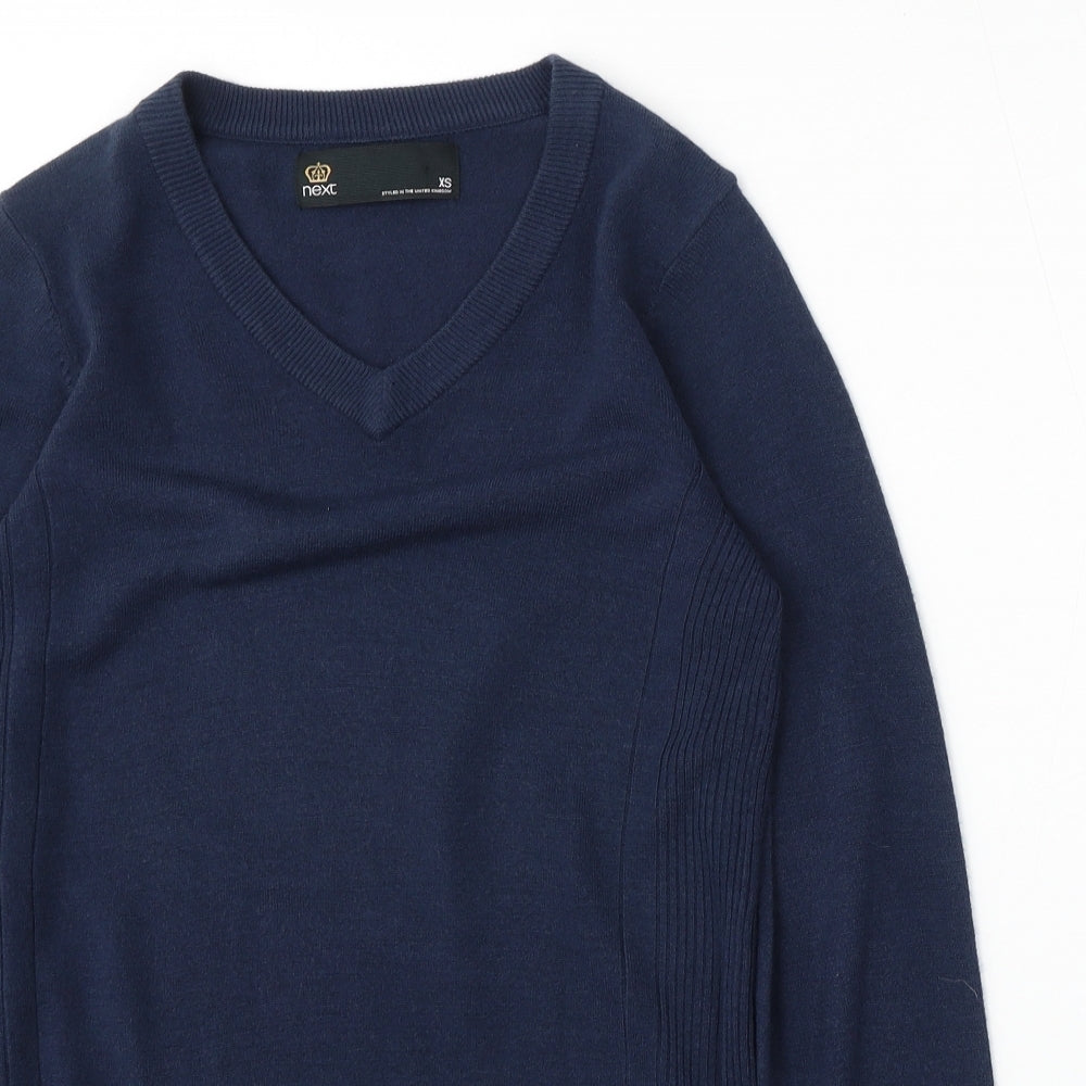 NEXT Womens Blue V-Neck  Acrylic Pullover Jumper Size XS