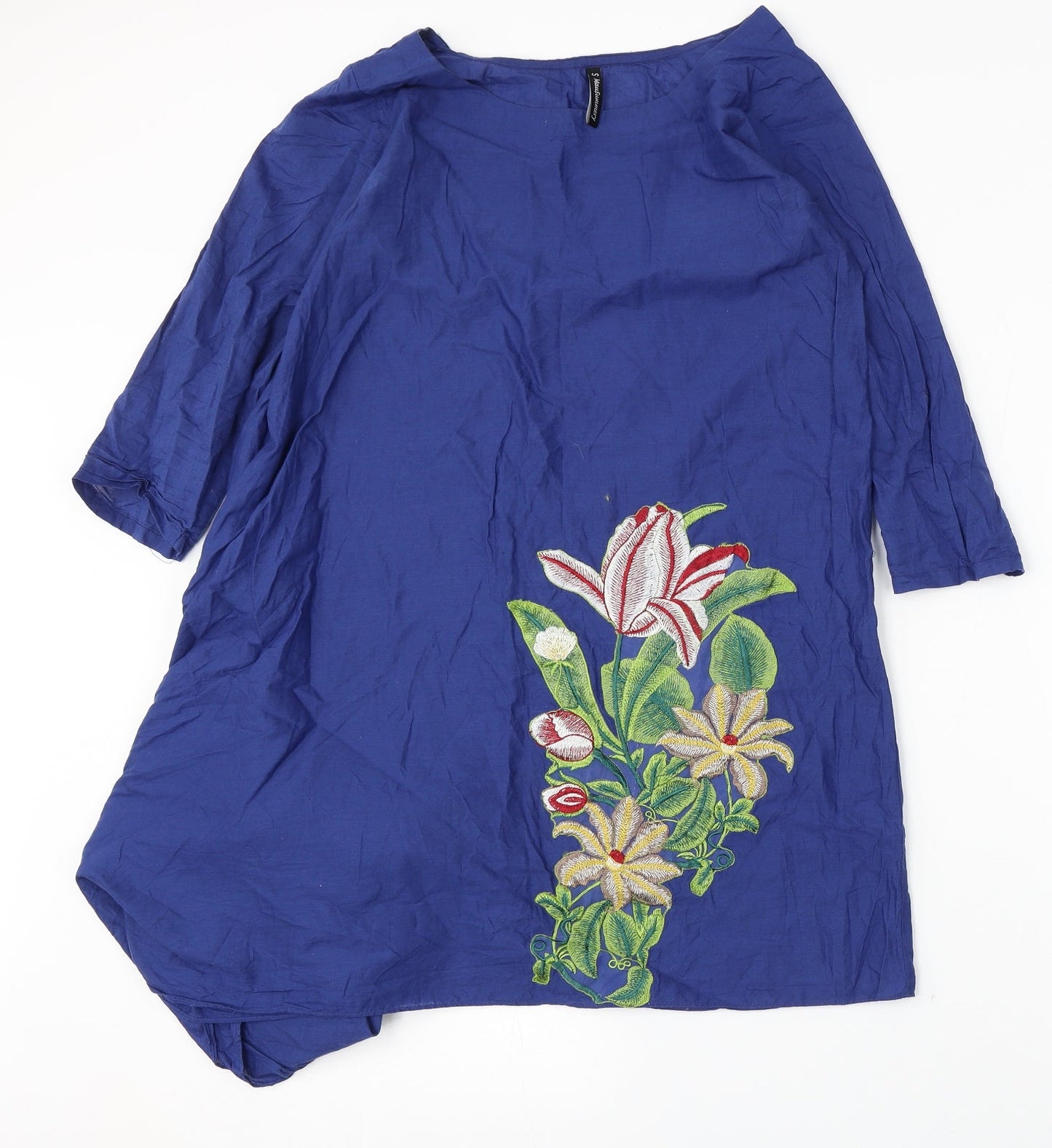 Mausummery Womens Blue  Polyester Shift  Size S  Round Neck