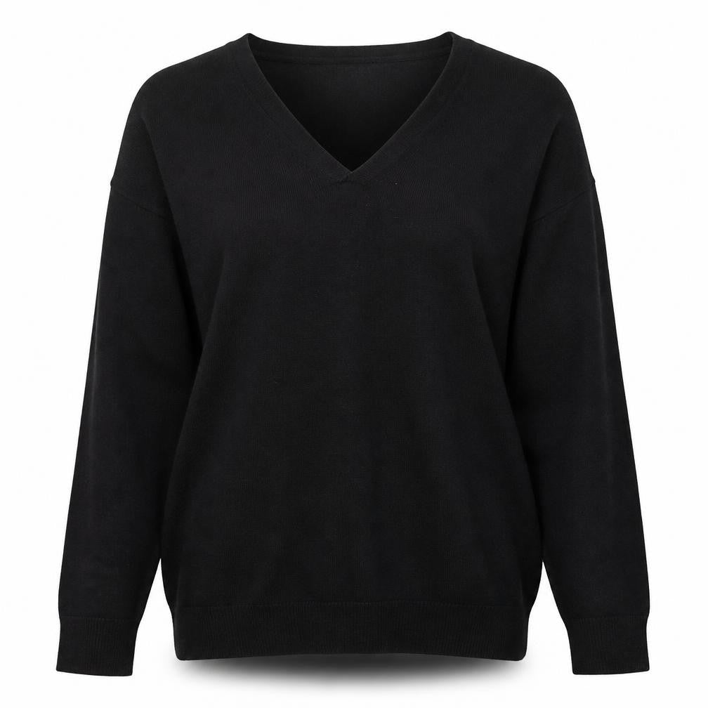 H&M Womens Black V-Neck  Polyester Pullover Jumper Size XS
