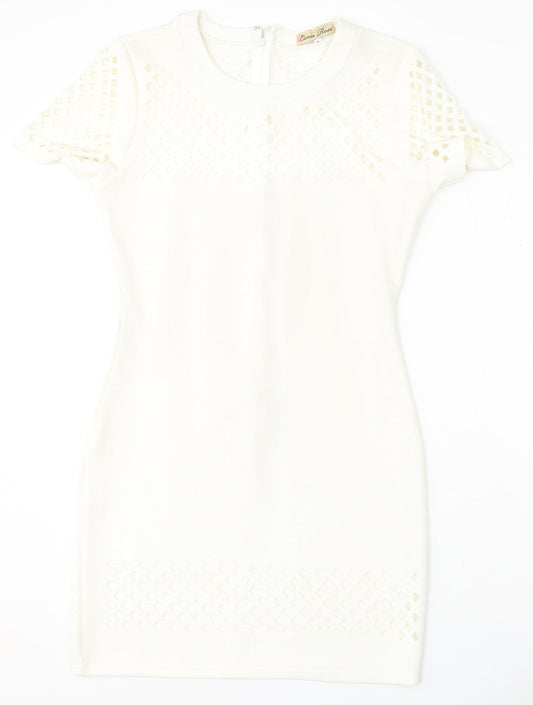 Cameo Rose Womens White  Polyester Bodycon  Size 14  Round Neck