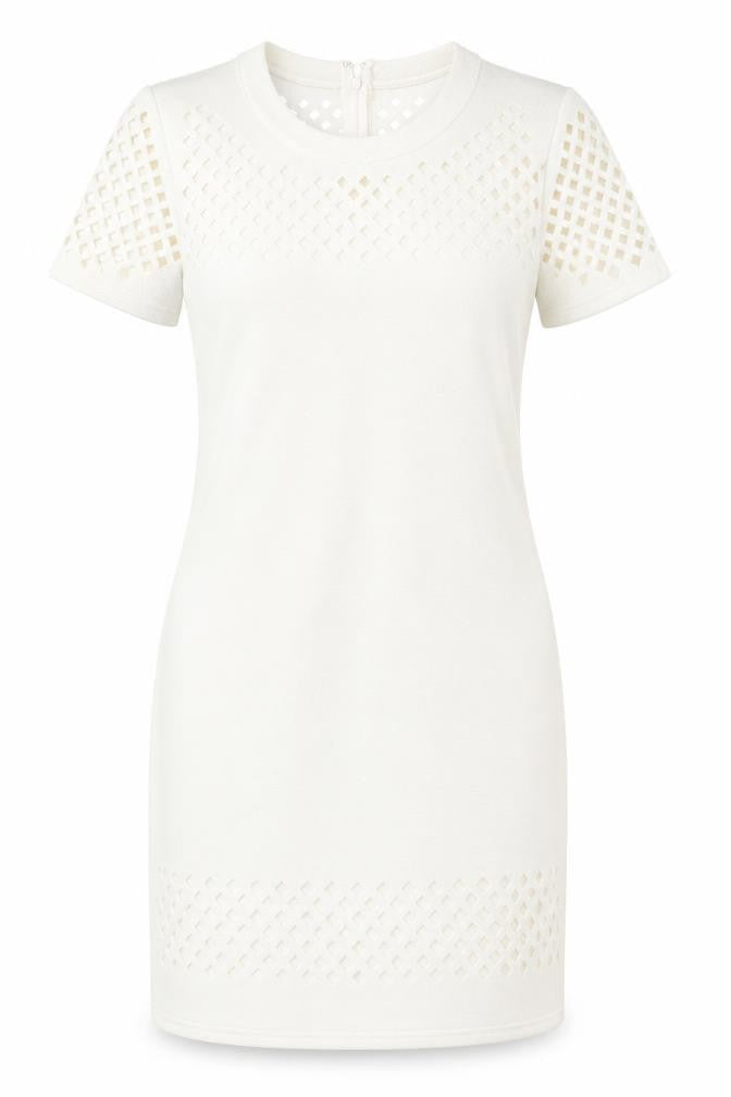 Cameo Rose Womens White Polyester Bodycon Size 14 Round Neck