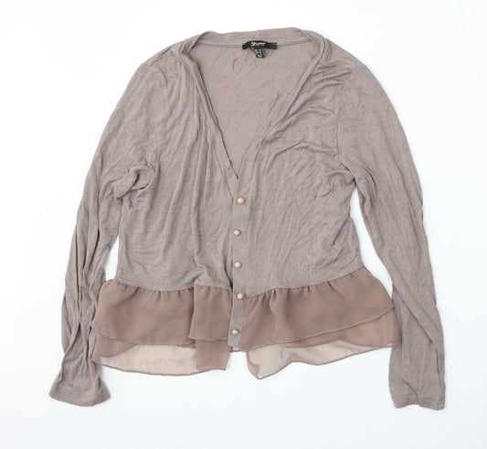 Storm Womens Brown V-Neck  Polyester Cardigan Jumper Size 14