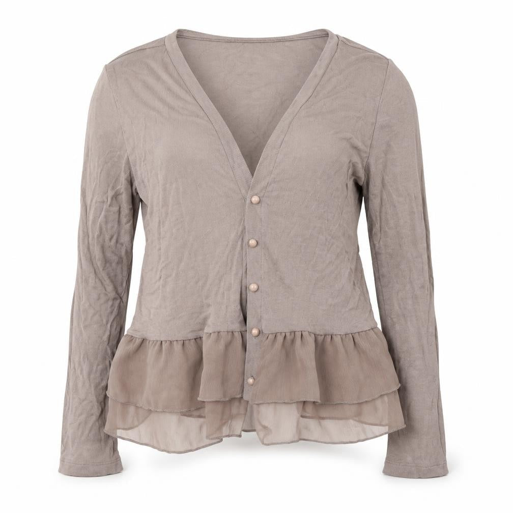 Storm Womens Brown V-Neck  Polyester Cardigan Jumper Size 14
