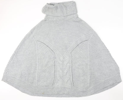 Next Womens Grey Roll Neck  Acrylic Pullover Jumper Size S