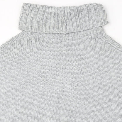 Next Womens Grey Roll Neck  Acrylic Pullover Jumper Size S