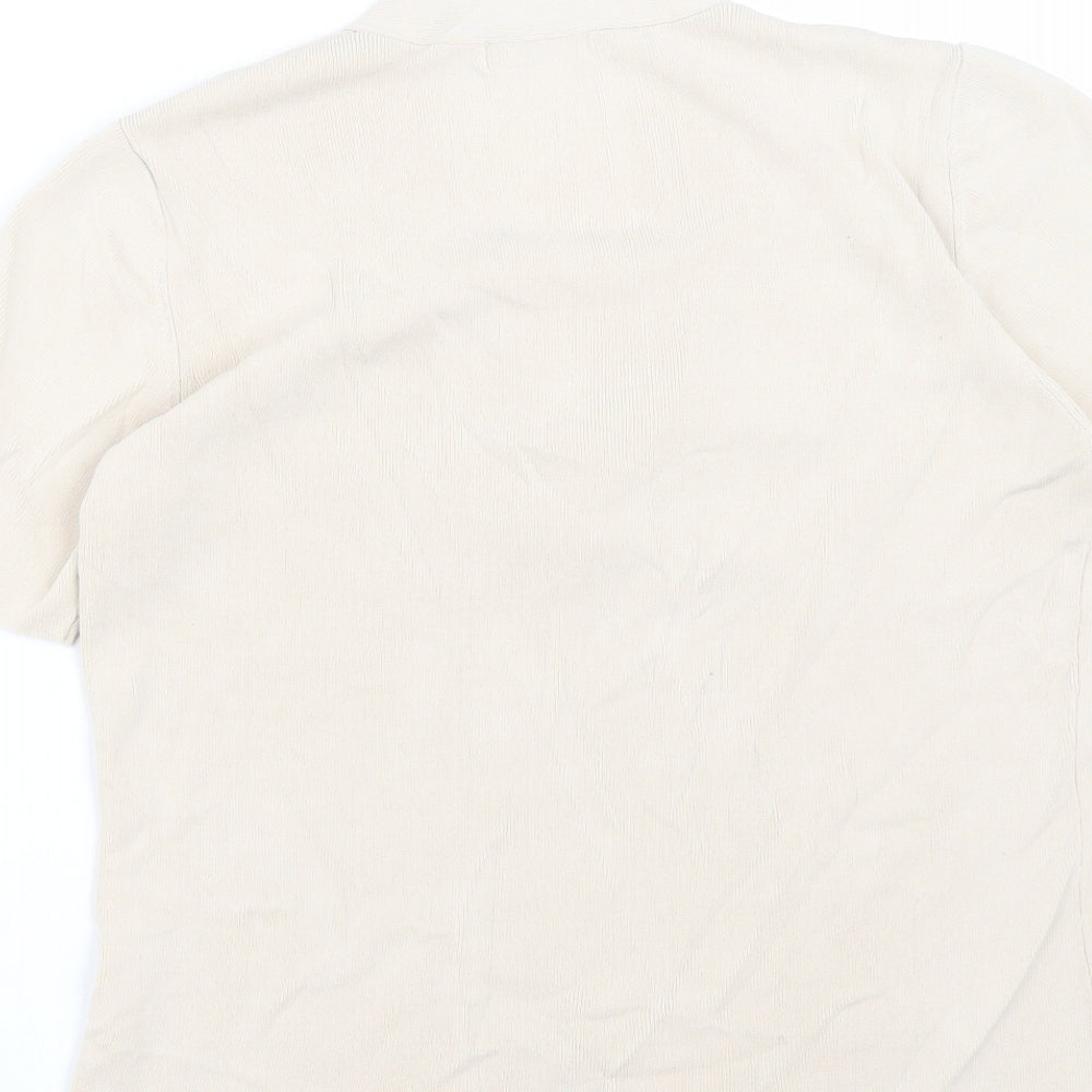 Berkertex Womens Beige  Viscose Basic Blouse Size 14 Round Neck
