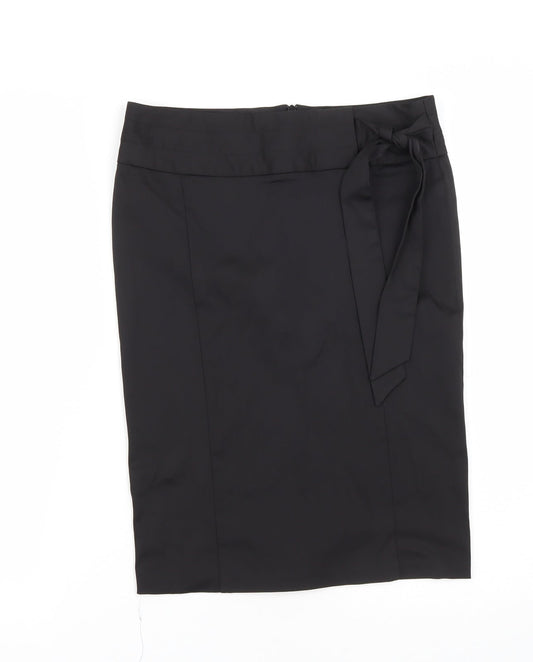 Topshop Womens Black  Polyester Straight & Pencil Skirt Size 8   Zip