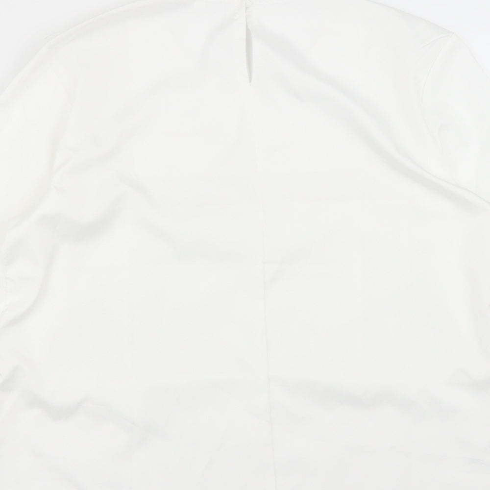 Preworn Womens White  Polyester Basic Blouse Size M Roll Neck