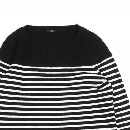 M&Co Womens Beige Round Neck Striped Acrylic Pullover Jumper Size 14