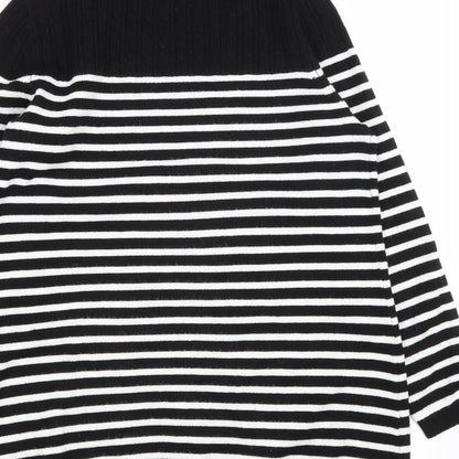M&Co Womens Beige Round Neck Striped Acrylic Pullover Jumper Size 14