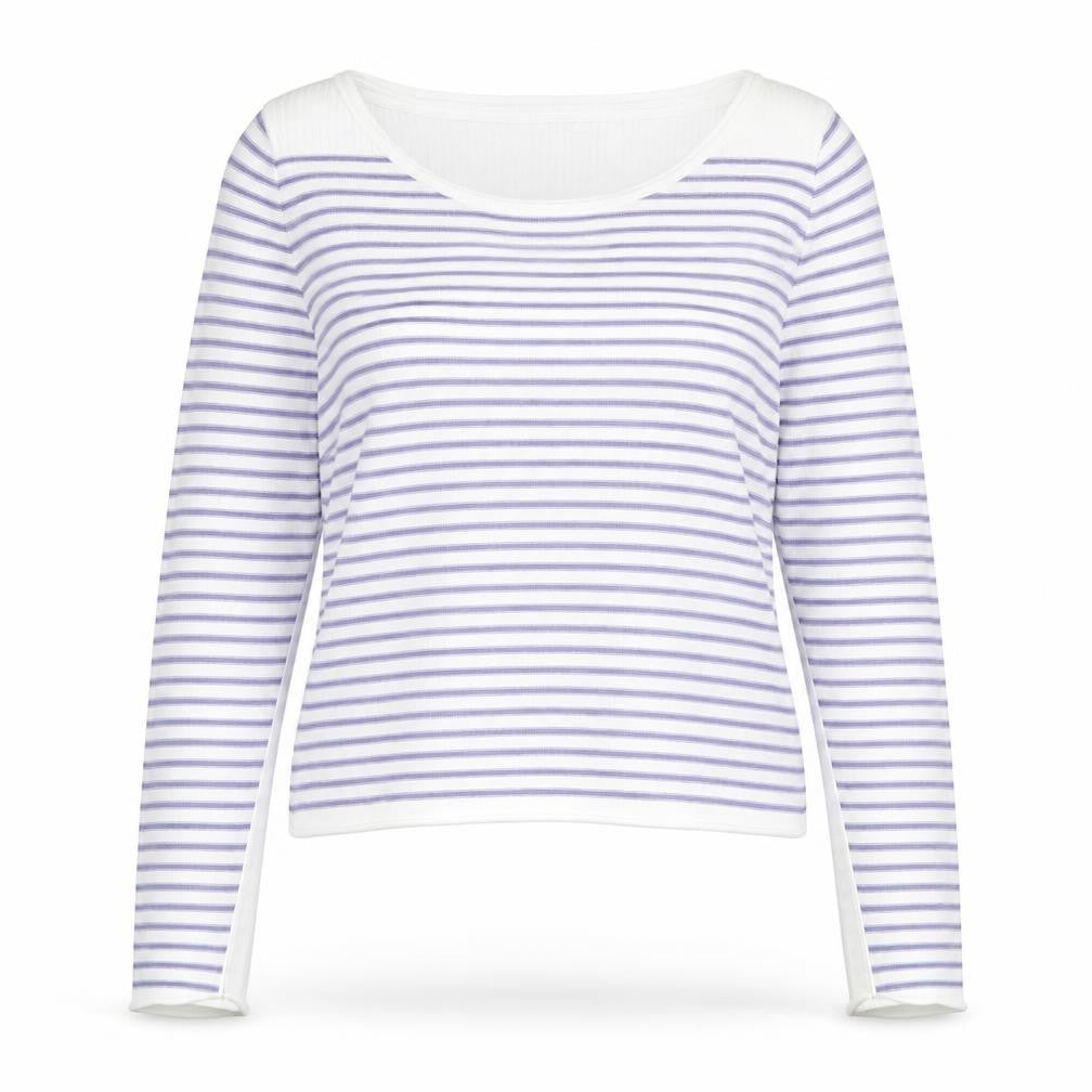 H&M Womens White Scoop Neck Striped Cotton Pullover Jumper Size M