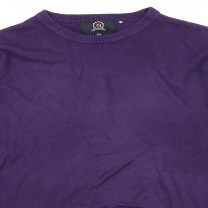 Hutson Harbour Mens Purple Crew Neck  Acrylic Pullover Jumper Size 2XL