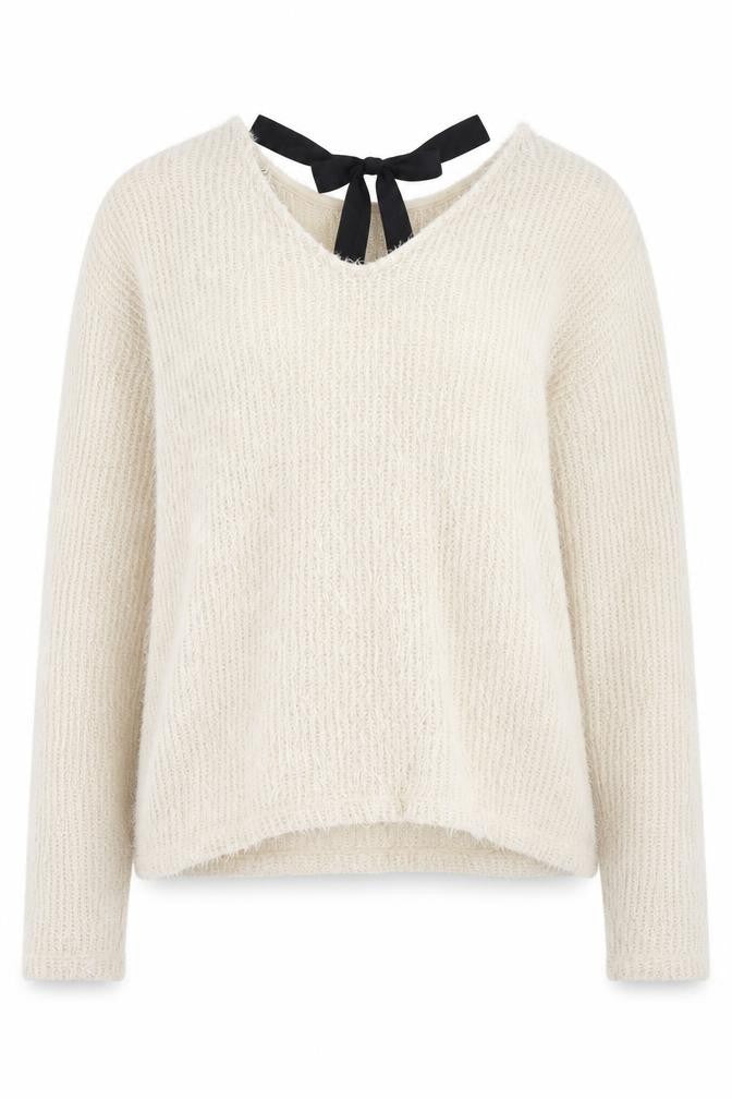 VERO MODA Womens Ivory V-Neck  Polyester Pullover Jumper Size L