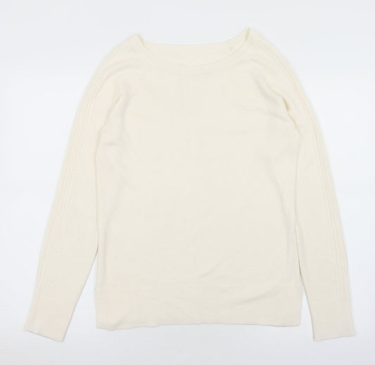 Preworn Womens White Round Neck  Acrylic Pullover Jumper Size M