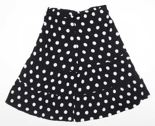 Preworn Womens Black Polka Dot Polyester A-Line Skirt Size 34 in