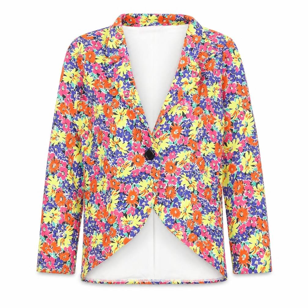 Signature Womens Multicoloured Floral  Jacket  Size 10  Button