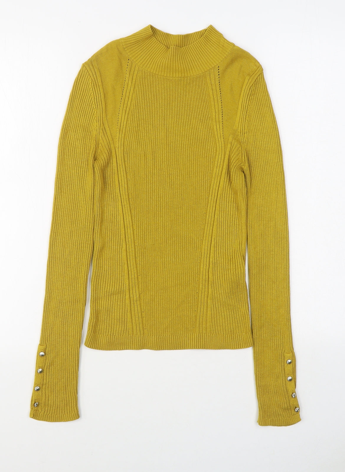 Topshop Womens Yellow Round Neck  Viscose Pullover Jumper Size 10