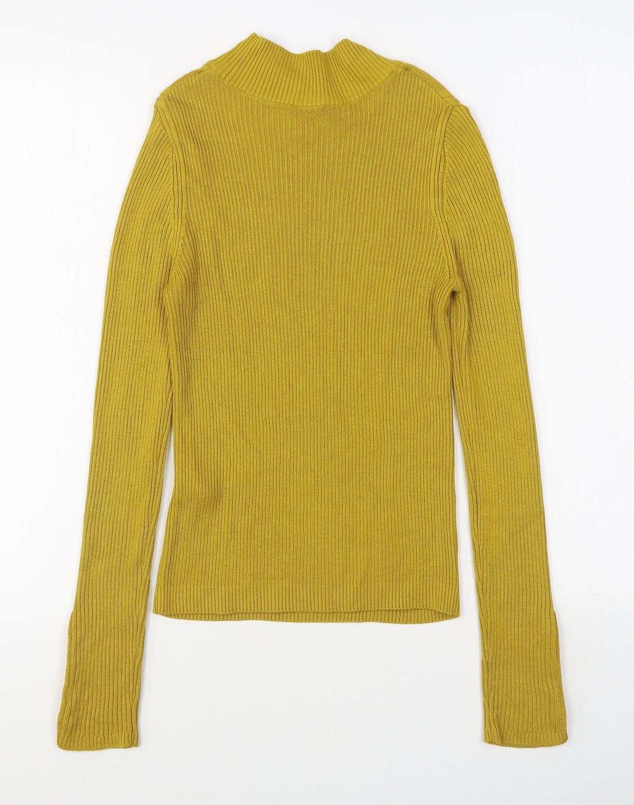 Topshop Womens Yellow Round Neck  Viscose Pullover Jumper Size 10