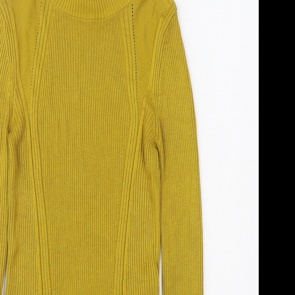 Topshop Womens Yellow Round Neck  Viscose Pullover Jumper Size 10