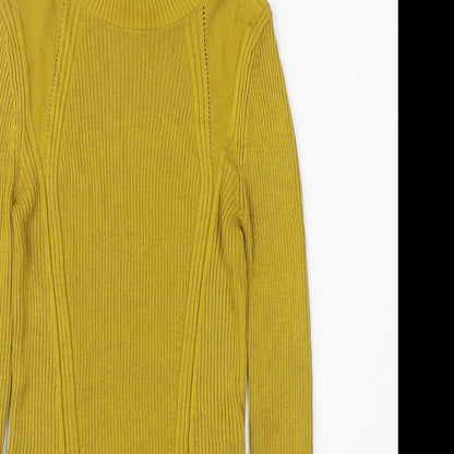 Topshop Womens Yellow Round Neck  Viscose Pullover Jumper Size 10