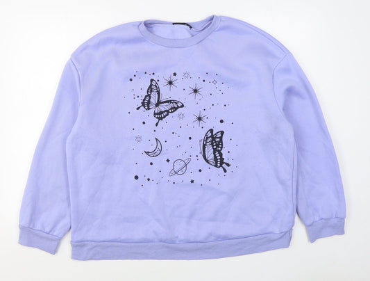 SheIn Womens Purple  Cotton Pullover Sweatshirt Size 2XL  Pullover