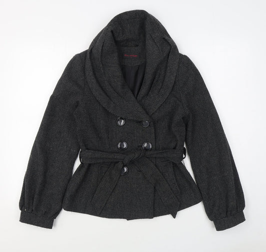 Miss Selfridge Womens Black   Overcoat Coat Size 8  Button