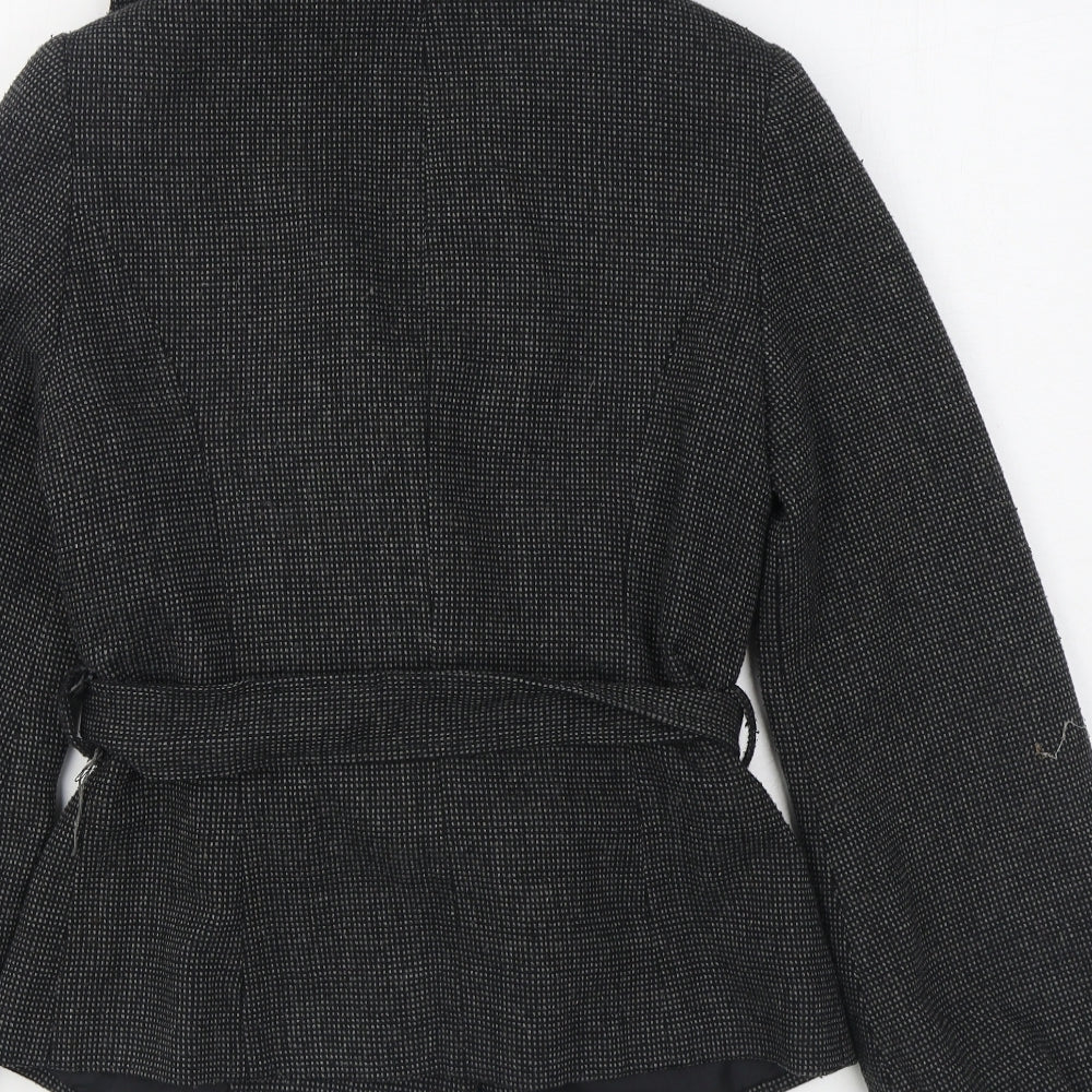 Miss Selfridge Womens Black   Overcoat Coat Size 8  Button