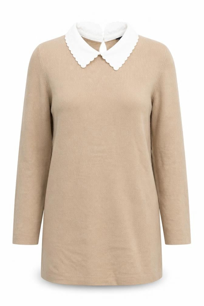 Dorothy Perkins Womens Beige Collared  Viscose Pullover Jumper Size 6