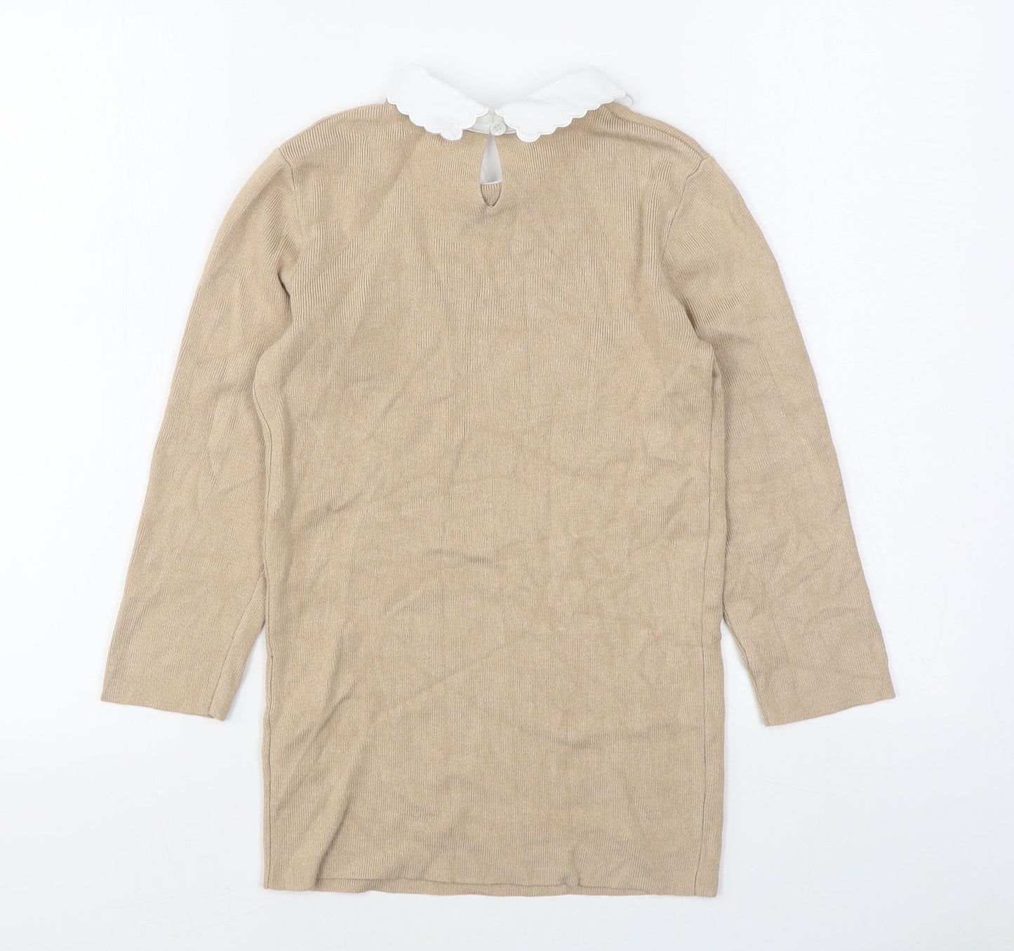 Dorothy Perkins Womens Beige Collared  Viscose Pullover Jumper Size 6