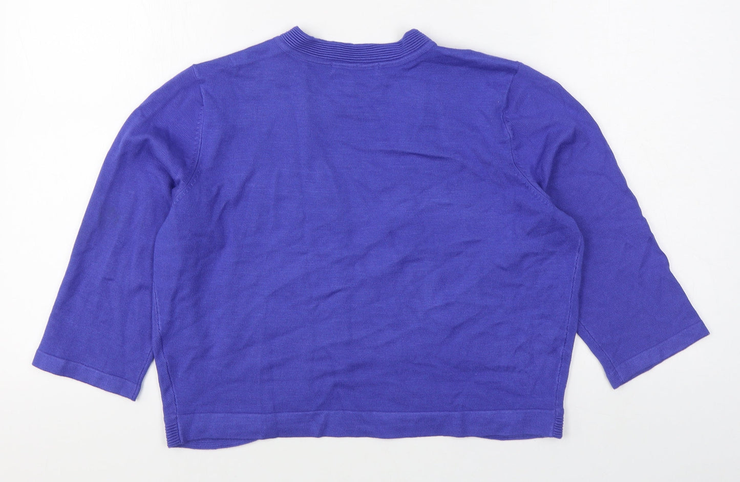 Bm Collection Womens Blue V-Neck  Viscose Cardigan Jumper Size M