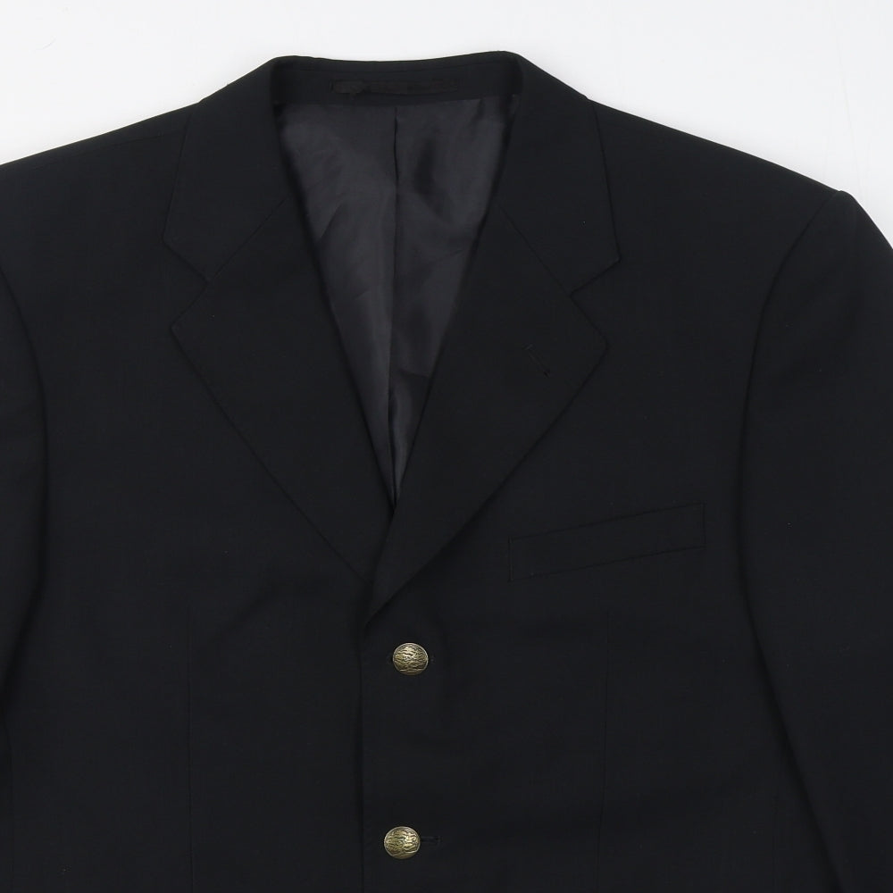 Preworn Mens Black  Polyester Jacket Suit Jacket Size 40