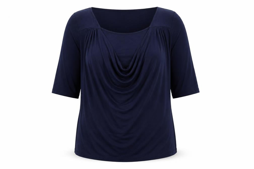 ElaLine Womens Blue  Viscose Jersey Blouse Size 16 Round Neck