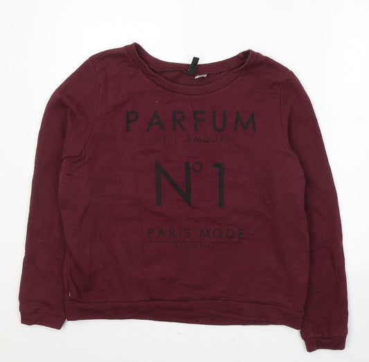 Divided by H&M Womens Red  Cotton Pullover Sweatshirt Size L  Pullover