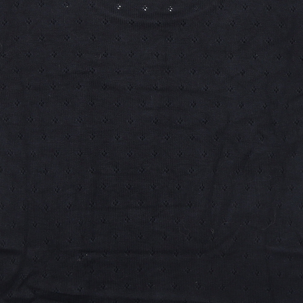 Liz Claiborne Womens Black Geometric Cotton Jersey T-Shirt Size M Round Neck