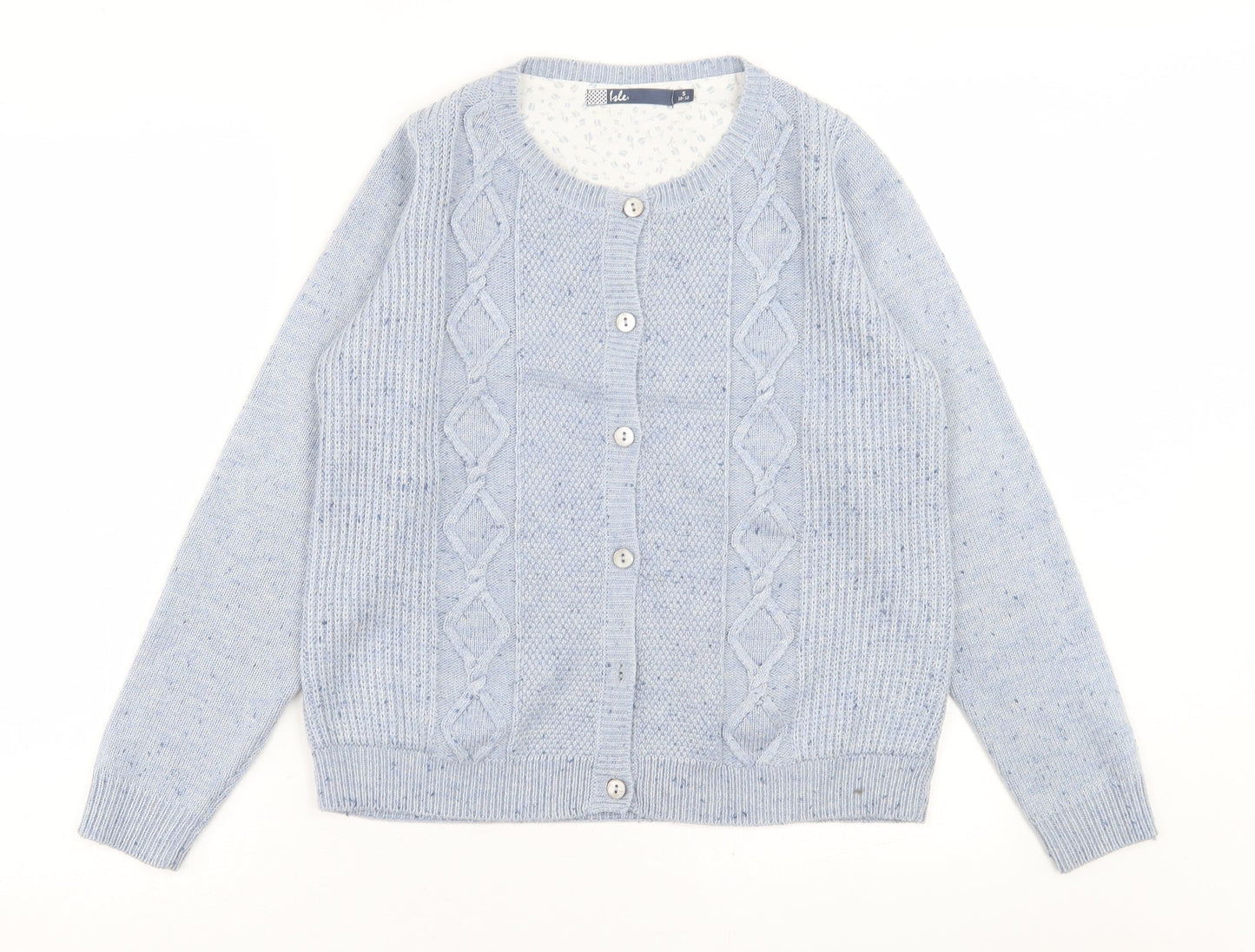ble Womens Blue Crew Neck  Acrylic Cardigan Jumper Size S