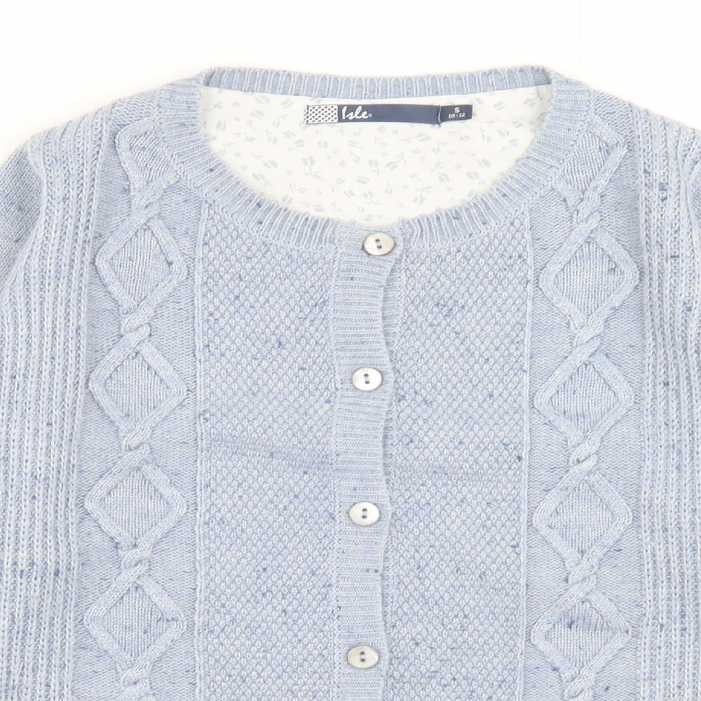 ble Womens Blue Crew Neck  Acrylic Cardigan Jumper Size S