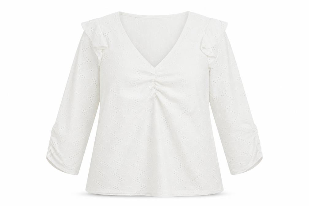 khost Womens White Floral Polyester Basic T-Shirt Size 12 V-Neck