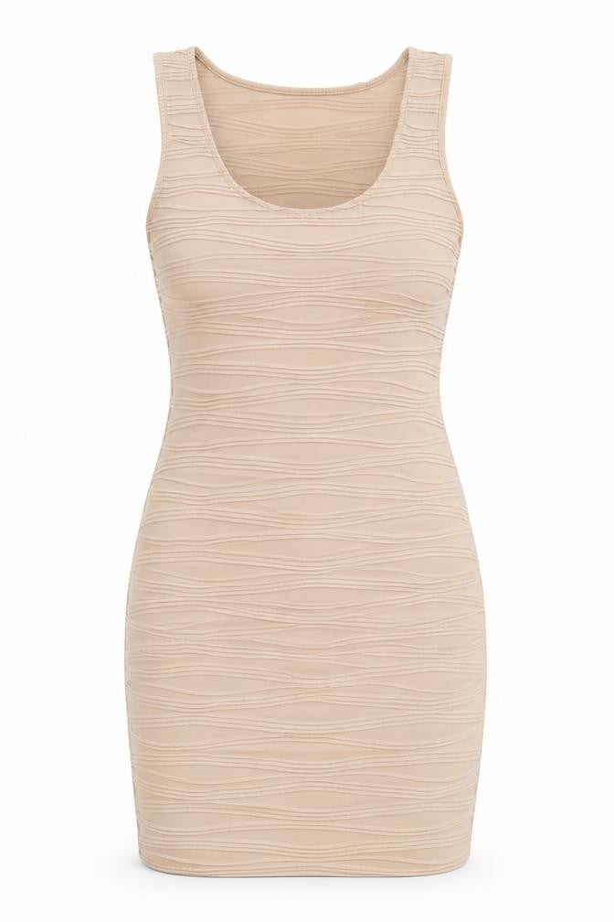 Evita Womens Beige  Polyester Bodycon  Size 12  Scoop Neck Pullover