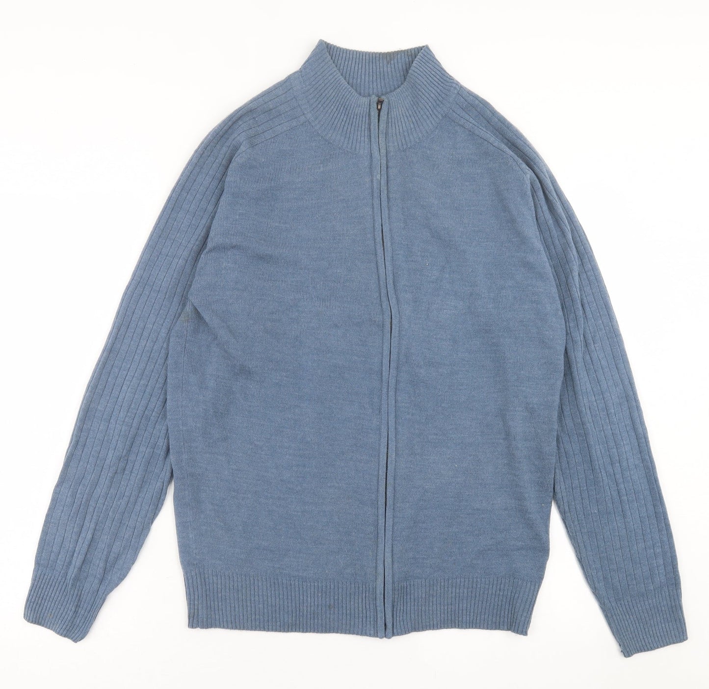 South Bay Mens Blue High Neck  Acrylic Full Zip Jumper Size S