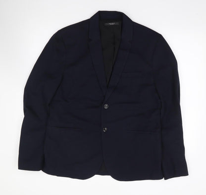 Zara Mens Blue  Polyester Jacket Suit Jacket Size XL