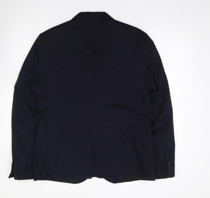 Zara Mens Blue  Polyester Jacket Suit Jacket Size XL
