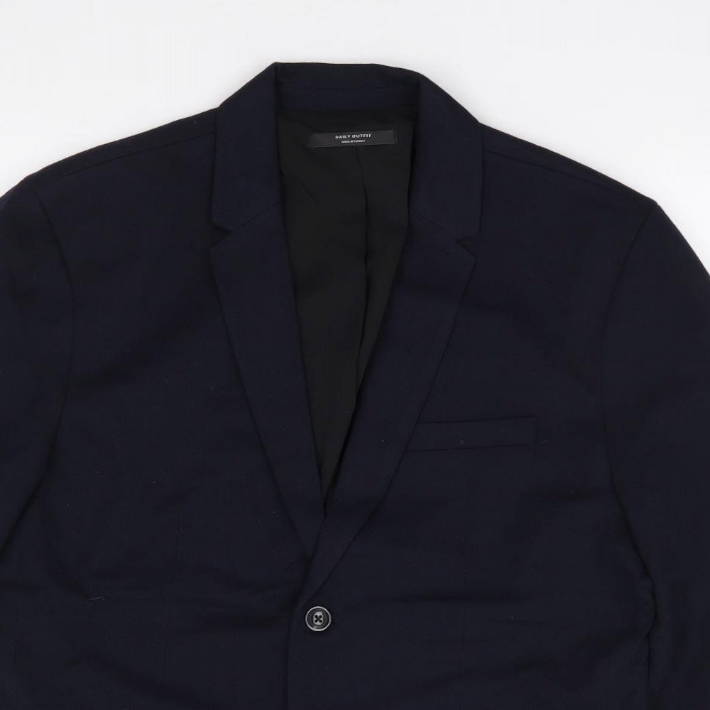 Zara Mens Blue  Polyester Jacket Suit Jacket Size XL