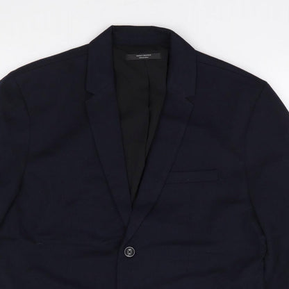 Zara Mens Blue  Polyester Jacket Suit Jacket Size XL