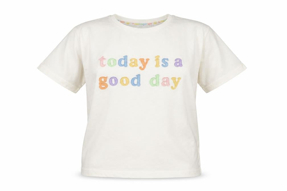 Primark Girls Ivory  Cotton Jersey T-Shirt Size 8-9 Years Crew Neck Pullover