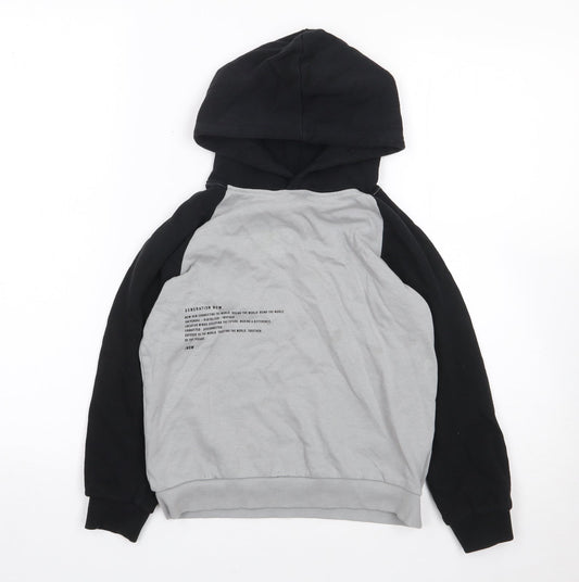 Name It  Boys Grey Colourblock 100% Cotton Pullover Hoodie Size 7-8 Years  Pullover