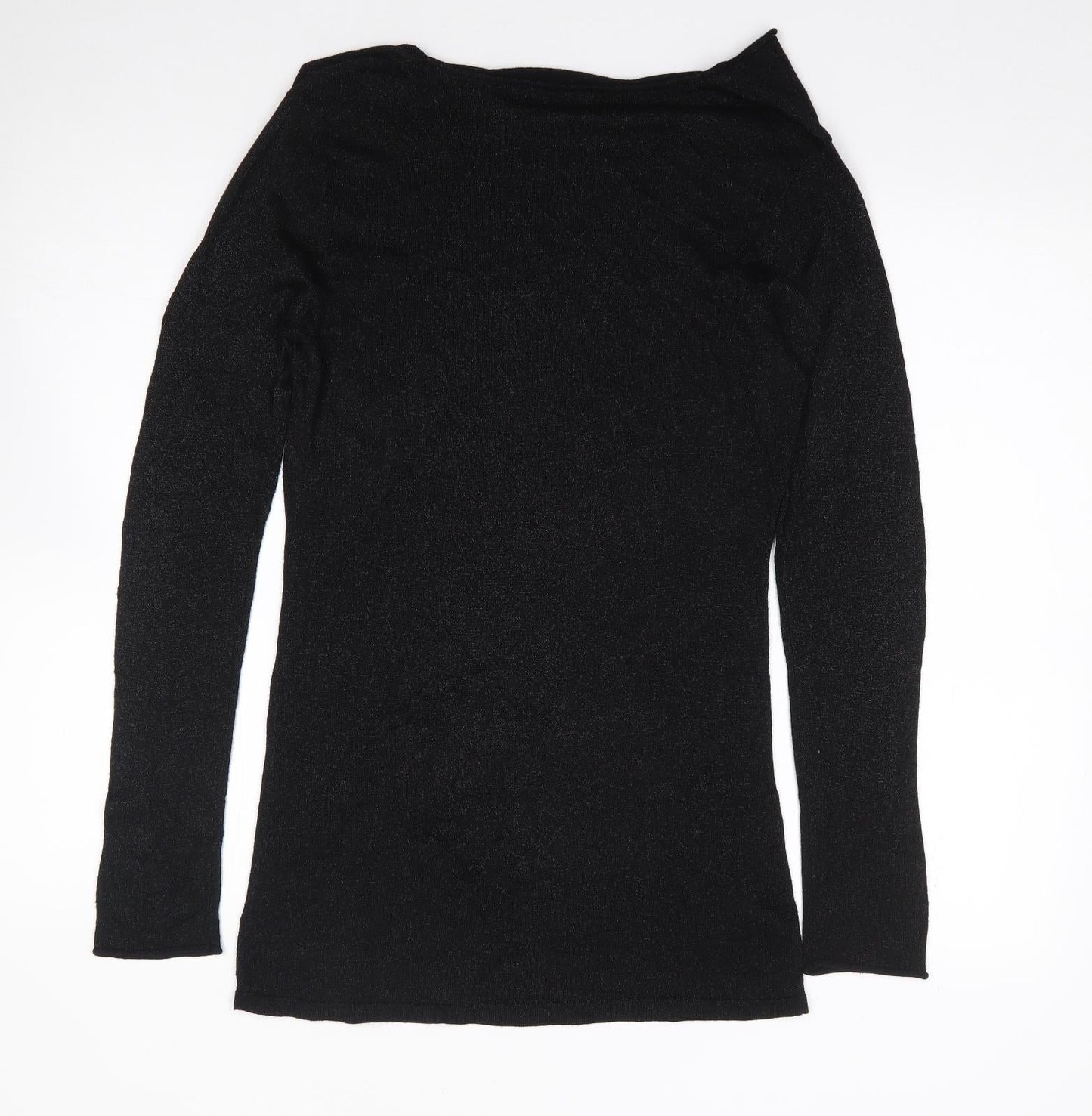 South  Womens Black Boat Neck  Polyester Tunic Jumper Size S