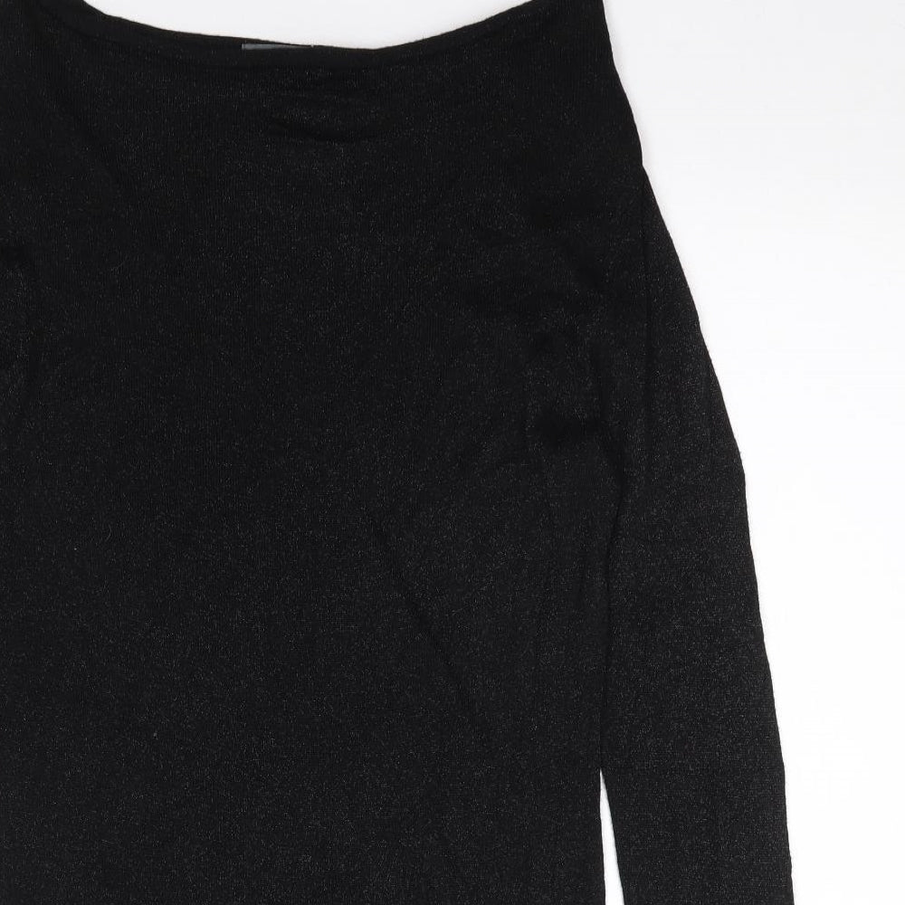 South  Womens Black Boat Neck  Polyester Tunic Jumper Size S