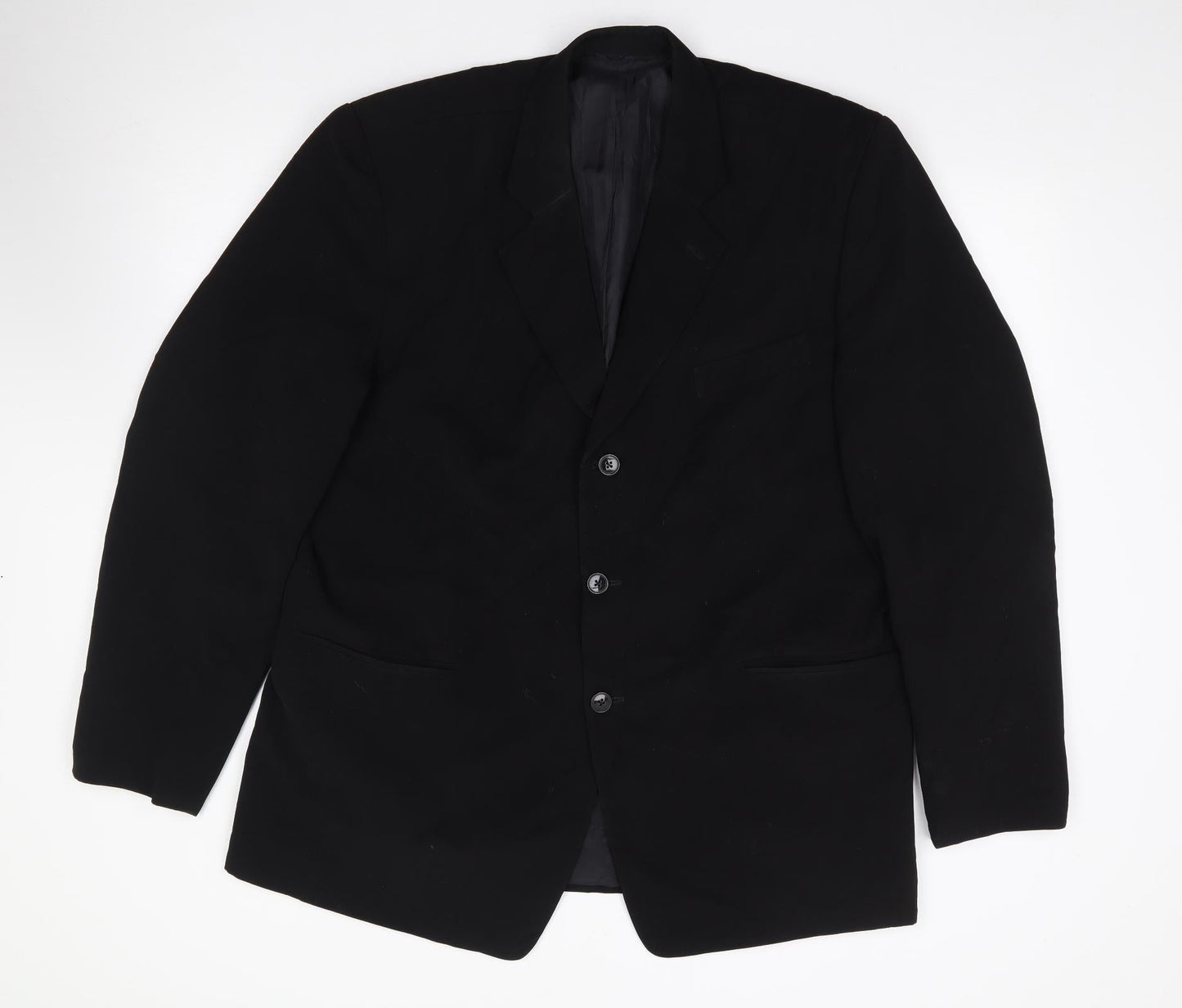 Preworn Mens Black  Polyester Jacket Suit Jacket Size 44