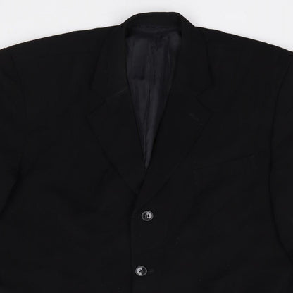 Preworn Mens Black  Polyester Jacket Suit Jacket Size 44